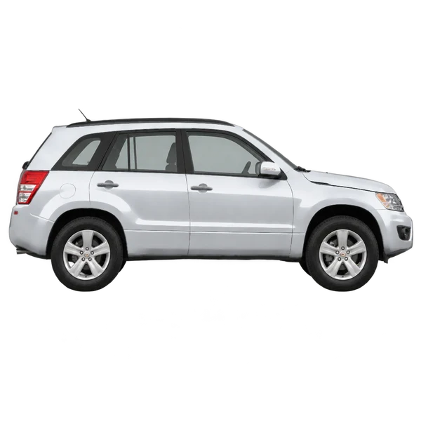 Suzuki Vitara 2014 en plateado, vista lateral (hacia la derecha)
