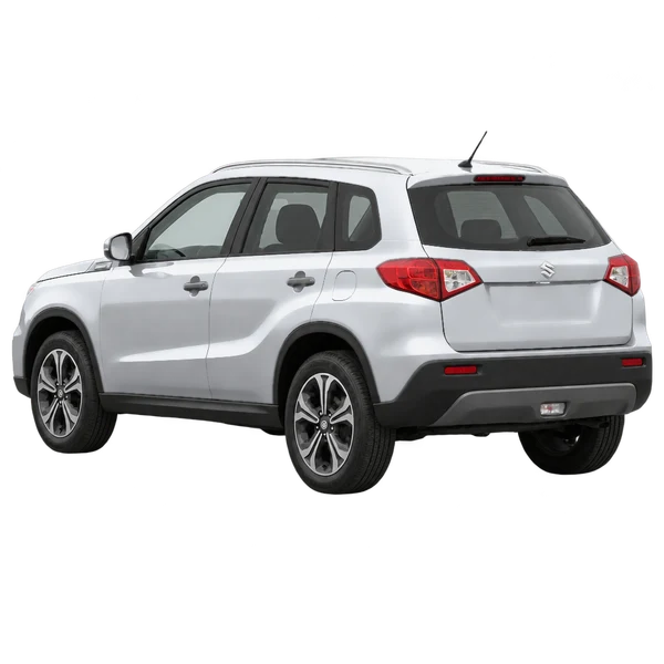 Suzuki Vitara 2016 en plateado, vista tres cuartos trasero (mirando a la izquierda)