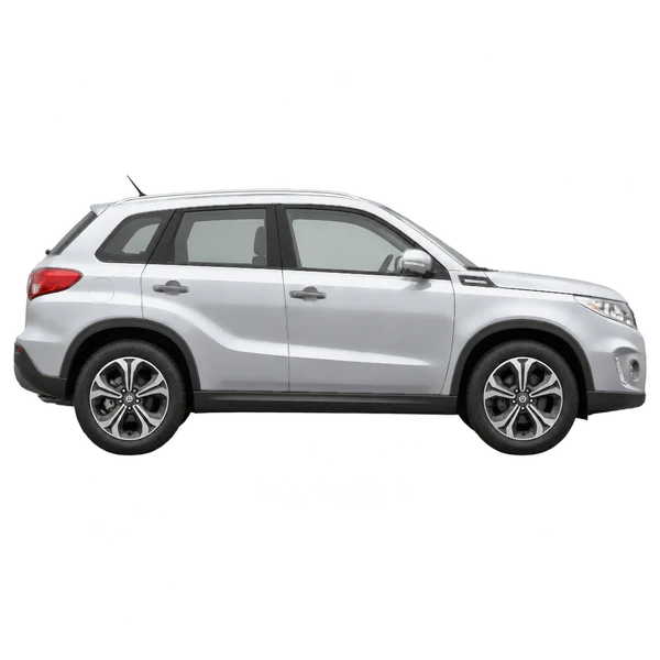 Suzuki Vitara 2016 en plateado, vista lateral (hacia la derecha)