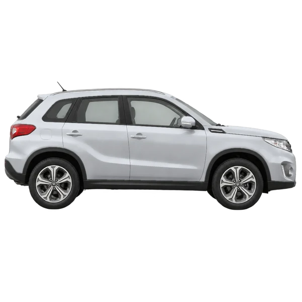 Suzuki Vitara 2017 en plateado, vista lateral (hacia la derecha)
