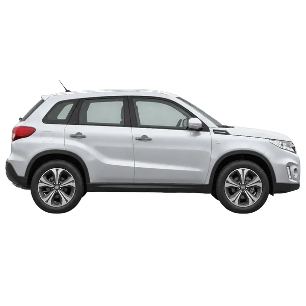 Suzuki Vitara 2018 en plateado, vista lateral (hacia la derecha)