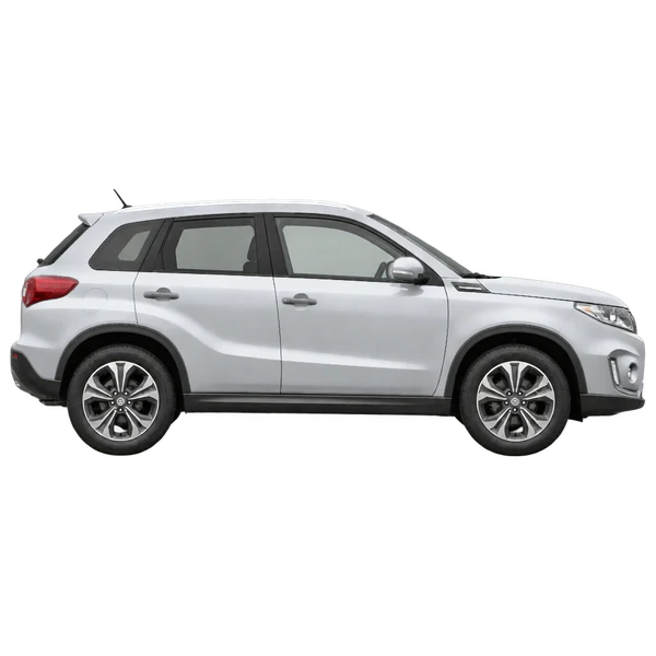Suzuki Vitara 2019 en plateado, vista lateral (hacia la derecha)