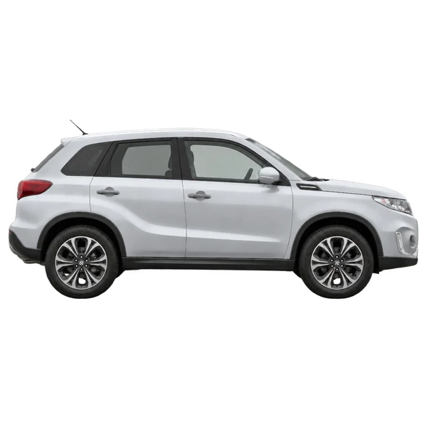 Suzuki Vitara 2020 en plateado, vista lateral (hacia la derecha)