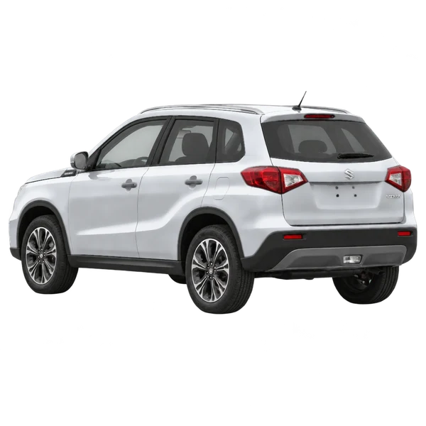 Suzuki Vitara 2021 en plateado, vista tres cuartos trasero (mirando a la izquierda)