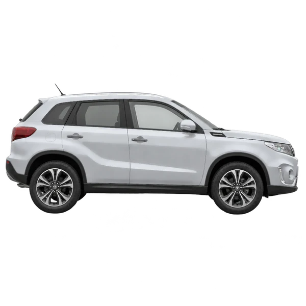 Suzuki Vitara 2024 en plateado, vista lateral (hacia la derecha)