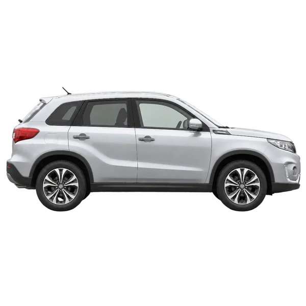 Suzuki Vitara 2026 en plateado, vista lateral (hacia la derecha)