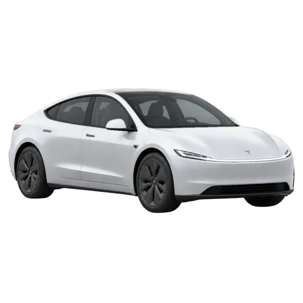 2027 Tesla Cybercab in Silber, Ansicht: Dreiviertelansicht vorne (nach rechts)