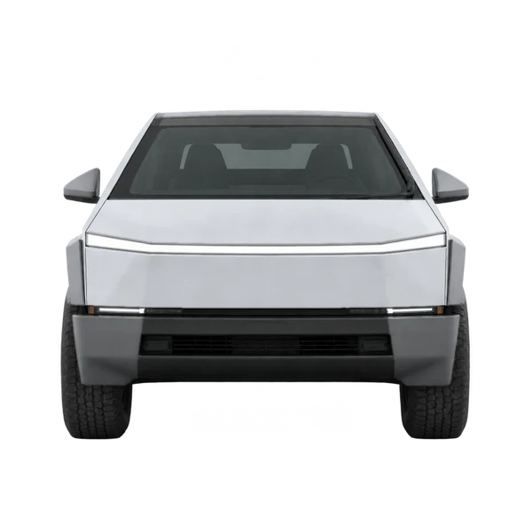 Tesla Cybertruck 2024 en plateado, vista frontal