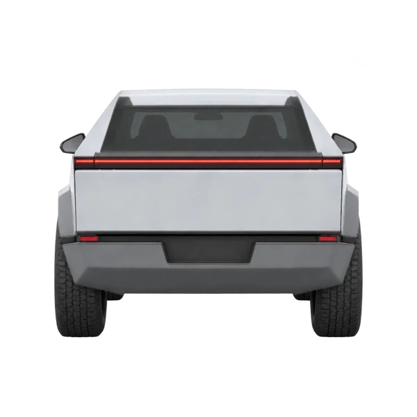 Tesla Cybertruck 2024 en plateado, vista trasera