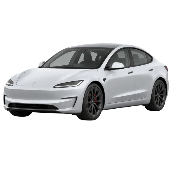 2026 Tesla Model 3 Performance in Silber, Ansicht: Dreiviertelansicht vorne (nach links gerichtet)