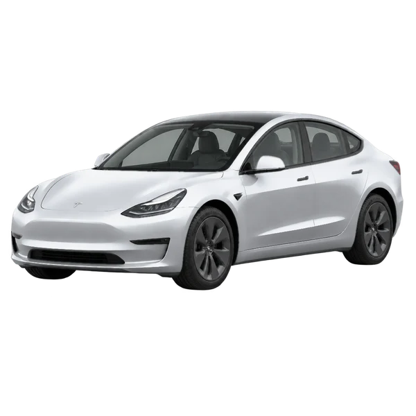 2023 Tesla Model 3 RWD in Silber, Ansicht: Dreiviertelansicht vorne (nach links gerichtet)
