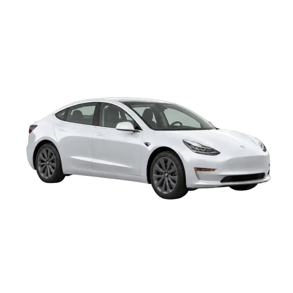 Tesla Model 3 2017 argent, vue trois-quarts avant (orienté vers la droite)