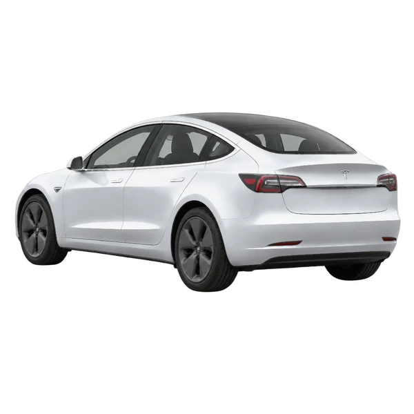 Tesla Model 3 2017 argent, vue trois-quarts arrière (orienté vers la gauche)