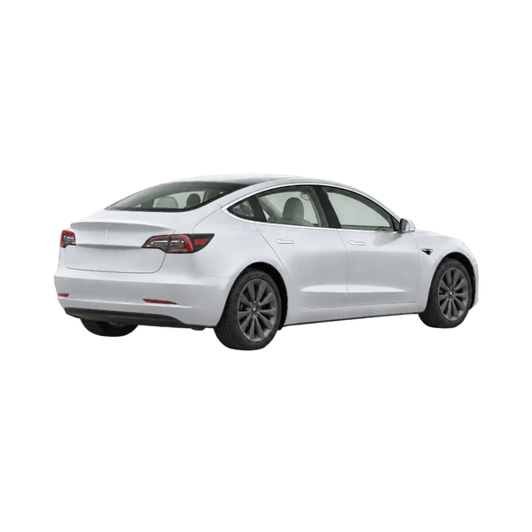Tesla Model 3 2017 argent, vue trois-quarts arrière (tourné vers la droite)
