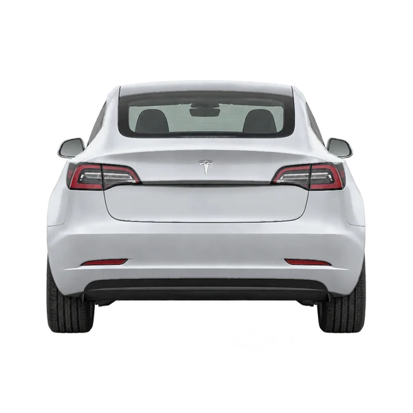 Tesla Model 3 2020 باللون فضي، منظر من الخلف