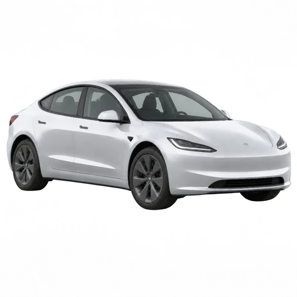 Tesla Model 3 2024 argent, vue trois-quarts avant (orienté vers la droite)