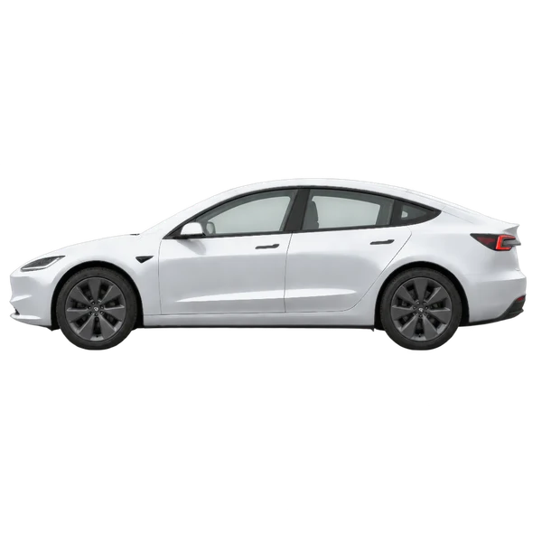 Tesla Model 3 2026 argent, vue côté (vers la gauche)