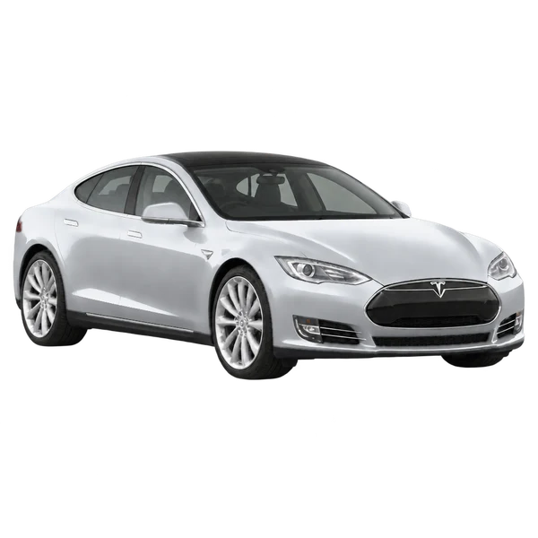 シルバーの2018 Tesla Model S(フロントスリークォーター(右向き)ビュー)