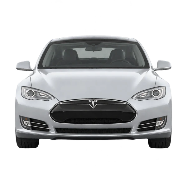 Tesla Model S 2020 باللون فضي، منظر أمامي