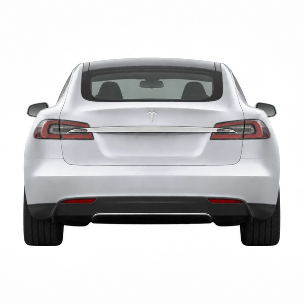 Tesla Model S 2020 باللون فضي، منظر من الخلف