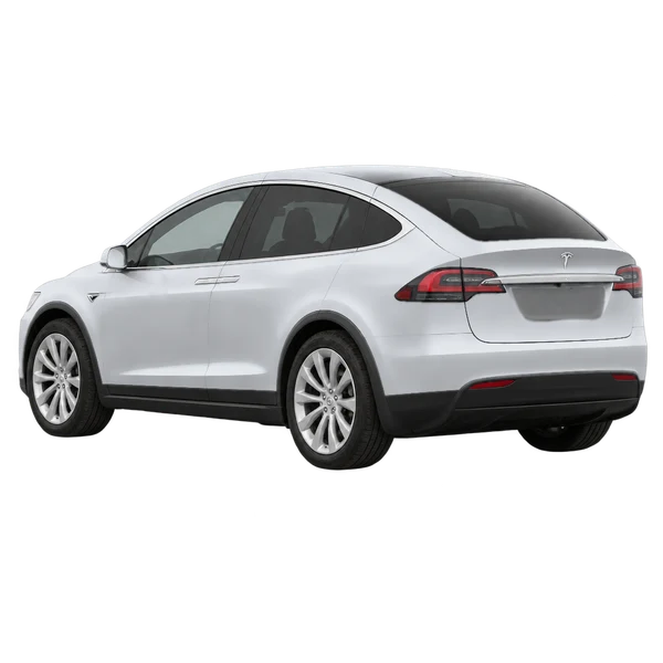 Tesla Model X 2017 argent, vue trois-quarts arrière (orienté vers la gauche)