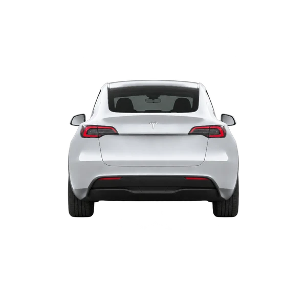 シルバーの2026 Tesla Model Y Long Range AWD(リアビュー)