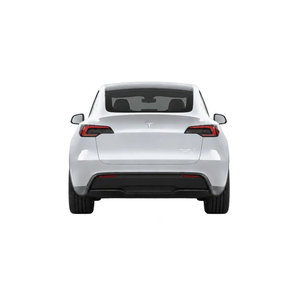 Tesla Model Y Performance AWD 2026 باللون فضي، منظر من الخلف