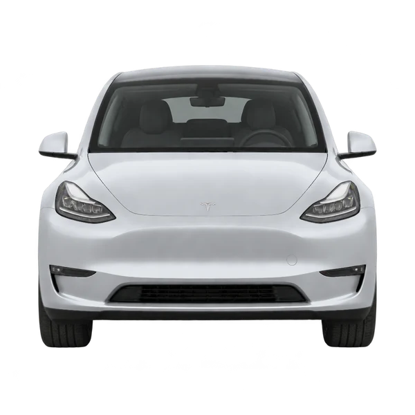 Tesla Model Y 2020 en plateado, vista frontal