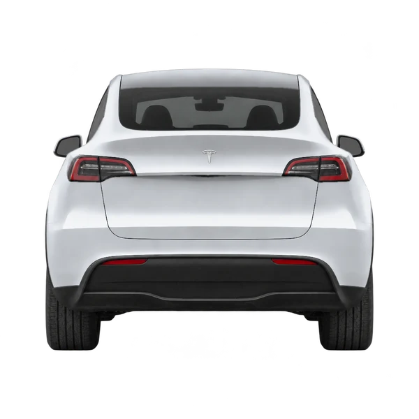 Tesla Model Y 2020 en plateado, vista trasera