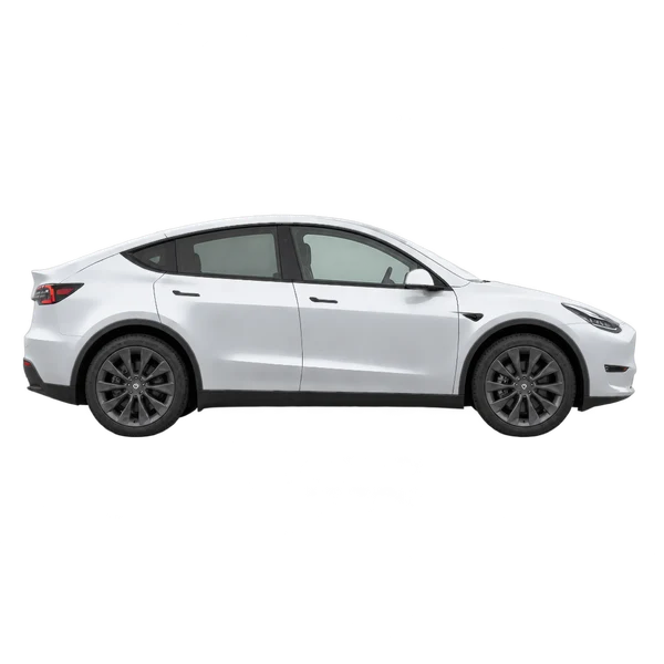 2023 Tesla Model Y in Silber, Ansicht: Seite (nach rechts gewandt)