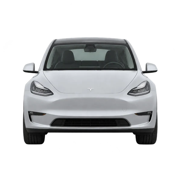Tesla Model Y 2026 prata, vista frente