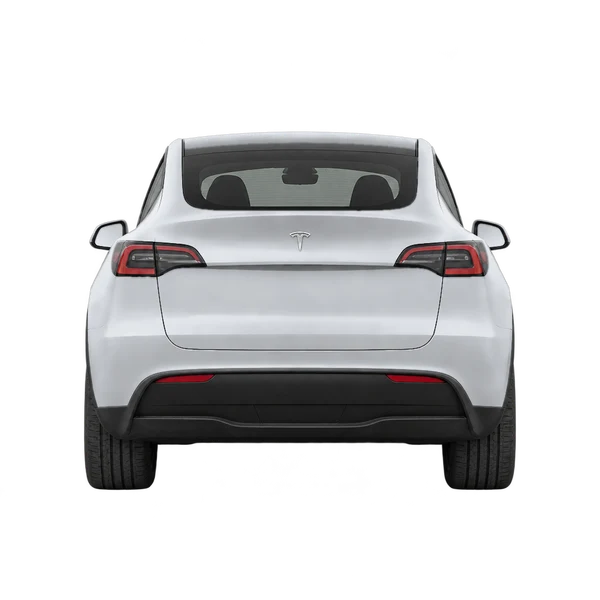Tesla Model Y 2026 prata, vista traseira