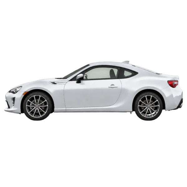 Toyota 86 2017 باللون فضي، منظر جانبي (متجه إلى اليسار)
