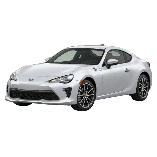 Toyota 86 2018 باللون فضي، منظر منظر أمامي بزاوية ثلاثة أرباع (متجه لليسار)