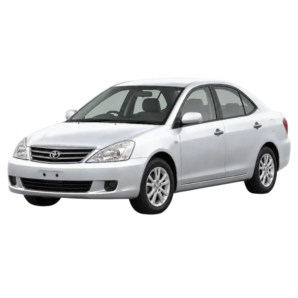 Toyota Allion 2003 prata, vista dianteira em três quartos (voltada para a esquerda)