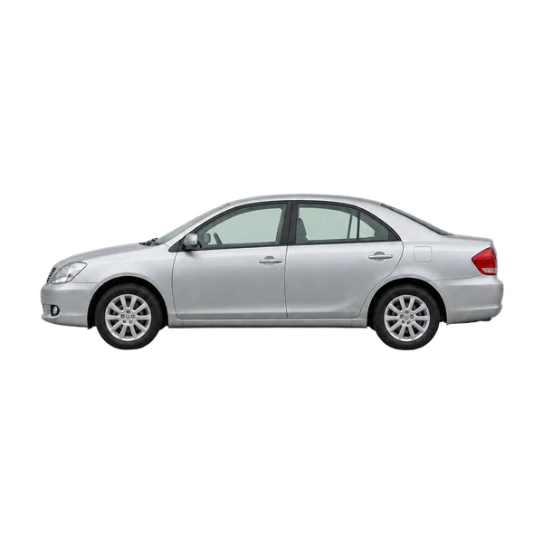 Toyota Allion 2005 باللون فضي، منظر جانبي (متجه إلى اليسار)