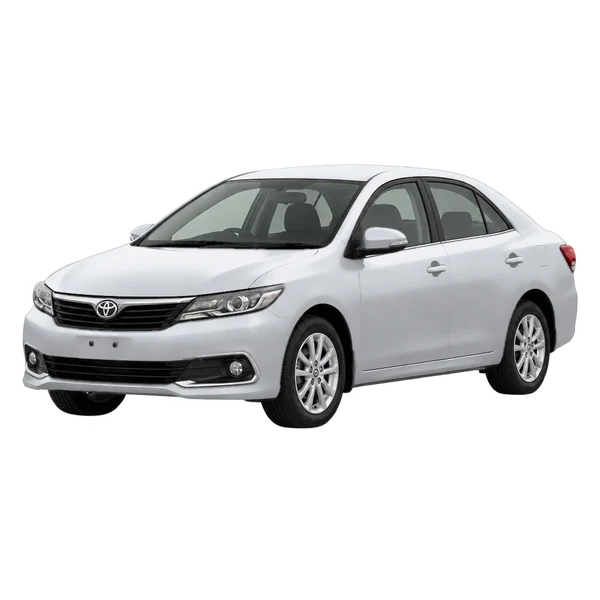 Toyota Allion 2021 باللون فضي، منظر منظر أمامي بزاوية ثلاثة أرباع (متجه لليسار)