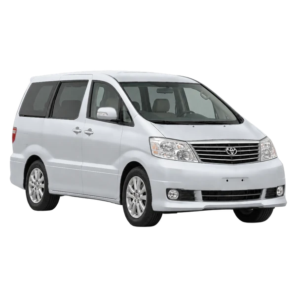 シルバーの2004 Toyota Alphard(フロントスリークォーター(右向き)ビュー)