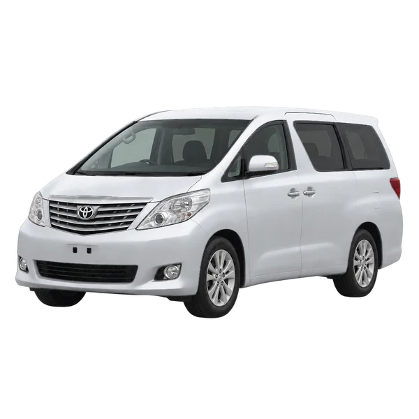 Toyota Alphard 2012 argent, vue trois-quarts avant (orienté vers la gauche)