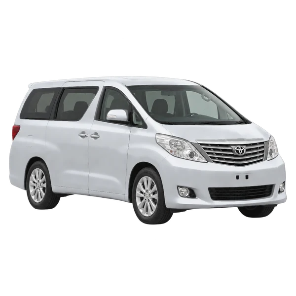 Toyota Alphard 2012 argent, vue trois-quarts avant (orienté vers la droite)