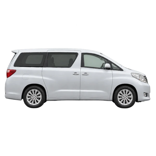 Toyota Alphard 2013 en plateado, vista lateral (hacia la derecha)