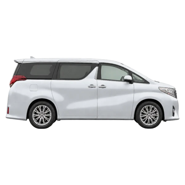 Toyota Alphard 2016 باللون فضي، منظر منظر جانبي (باتجاه اليمين)