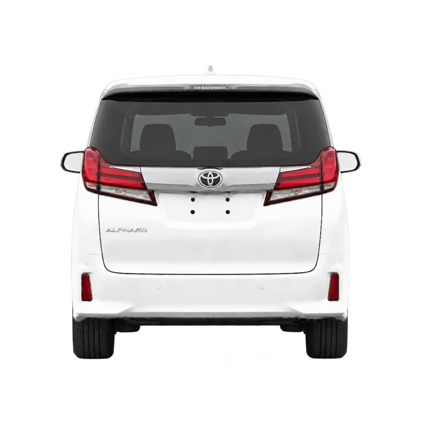 Toyota Alphard 2016 باللون أبيض، منظر من الخلف