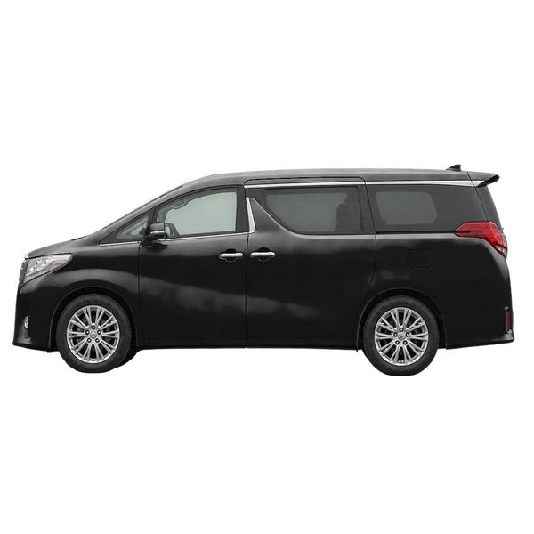 2018 Toyota Alphard in schwarz, Ansicht: Seite (nach links gerichtet)