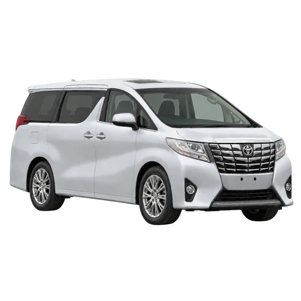 2021 Toyota Alphard in Silber, Ansicht: Dreiviertelansicht vorne (nach rechts)
