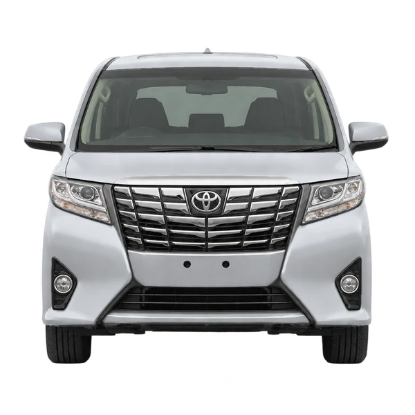 Toyota Alphard 2022 باللون فضي، منظر أمامي