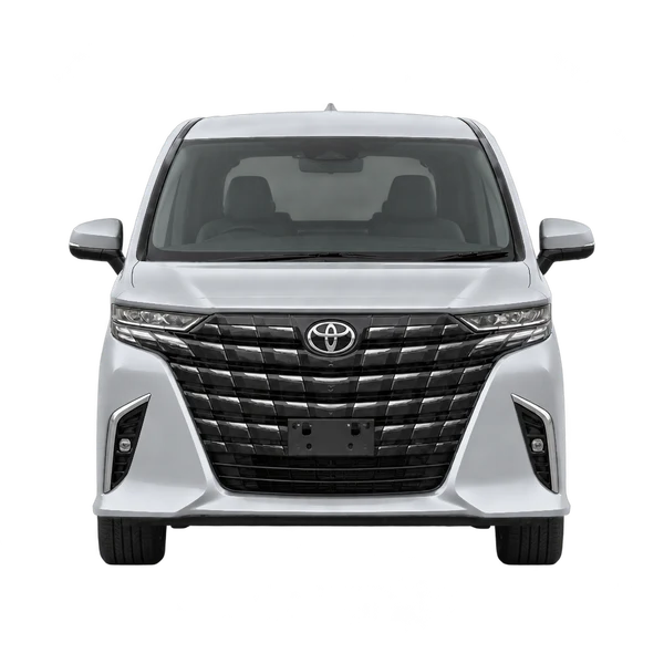 Toyota Alphard 2024 باللون فضي، منظر أمامي
