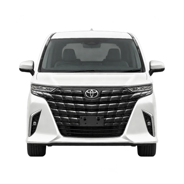 Toyota Alphard 2025 باللون أبيض، منظر أمامي