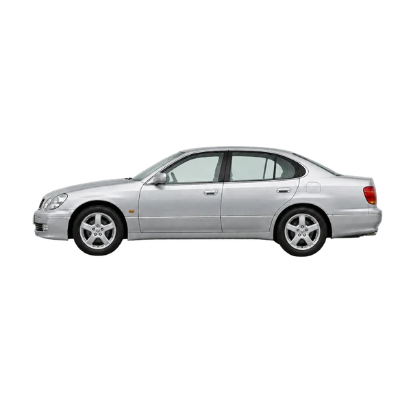 Toyota Aristo 2000 en plateado, vista lateral (mirando a la izquierda)