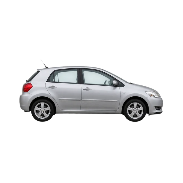 Toyota Auris 2000 en plateado, vista lateral (hacia la derecha)